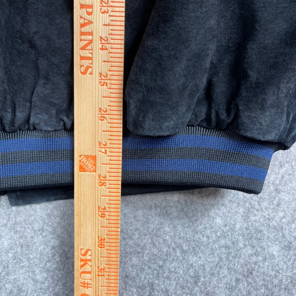 GIII & Carl Banks NFL FedEx Suede Leather Bomber‎ Jacket Mens Large Blue Black - Picture 10 of 13